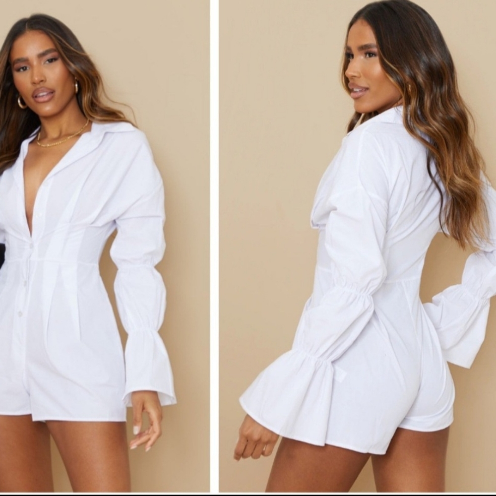 Button Up Shirt Style Romper